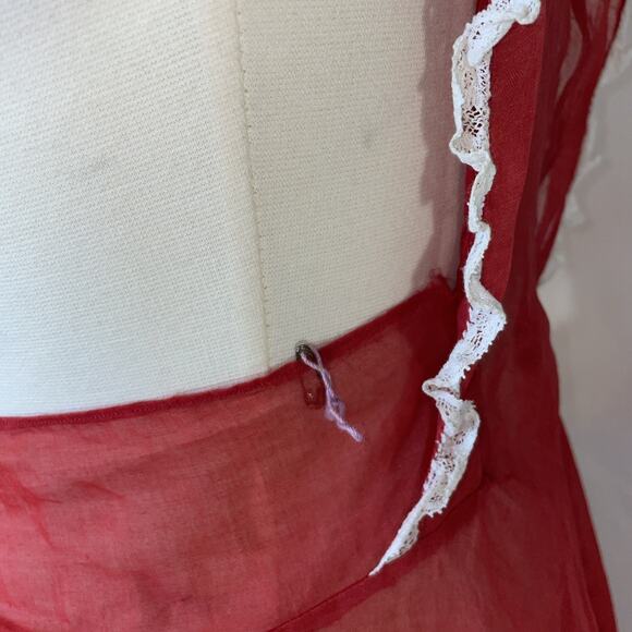 Authentic 1950s Sheer Apron Scarlet Organza Entertaining Pin-Up Chic - Picture 9 of 16